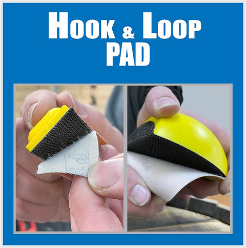 Close-up of Sanding Mouse And Detail Sander Kit With Quick Change Paper, showing yellow hook and loop pad for easy paper attachment.