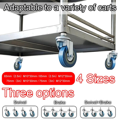 Tough As Nails Silent Roll Caster Wheels With Tight Dual Locks Smooth Glide Pvc Swivel Casters For Furniture Upgrade mounted on a cart frame.