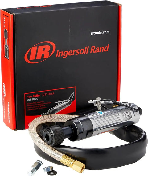 327LS Heavy Duty 3/8-Inch Chuck Low Speed Tire Buffer displayed with box and accessories included for auto detailing.