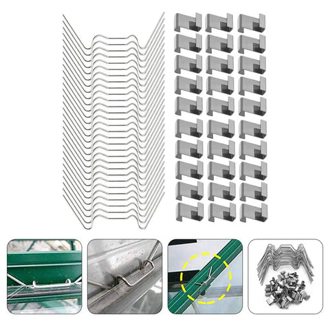 Easy Install Heavy Duty Greenhouse Glazing Clips Repair Kit With 50 Z-Type And 50 W-Type Wire Clamps For Glass Pane Fixing And Windproof Support In Garden And Farm Structures 100 Piece Set