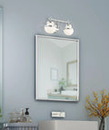 Transitional Two Light Bath Vanity Fixture From Oldwick Collection in Polished Chrome Finish installed above mirror, 15x7.25x8.25 inches