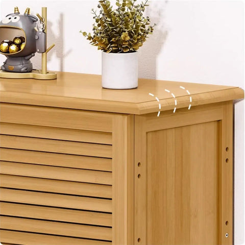 Spacious Six Tier Freestanding Shoe Cabinet Boasting Four Doors And A Nifty Drawer To Stow Away Your Best Kickers In Style top view with plants and decor
