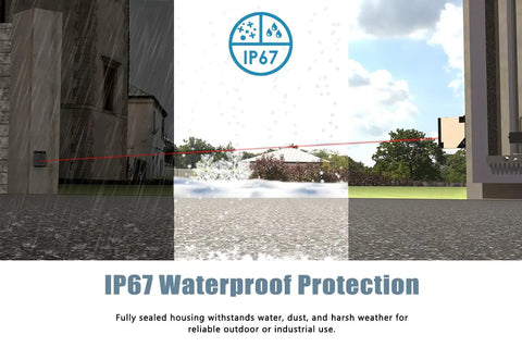 Wall Mount Photoelectric Beam Sensor For Short Range Gates showing IP67 waterproof protection in rain and harsh weather conditions.