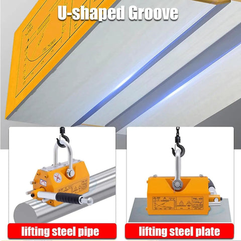 Heavy Duty Permanent Magnetic Lifter Bulletproof Grip For Hoists And Shop Cranes Snappy Flip Lever lifting steel pipe and plate