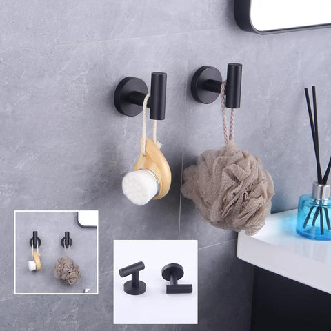 Rock Solid Stainless Steel Towel Hook Wall Mounted Two Pack Brushed Finish SUS 304 Rustproof Coat Rack For Bathroom And Kitchen