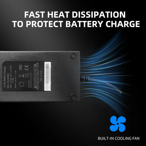 Heavy Hitter 29.4 Volt 6 Amp Forklift Battery Charger with built-in cooling fan for optimal performance and battery protection.