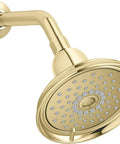 Bancroft 3 Function Handheld Showerhead in Vibrant Polished Brass With Katalyst Spray Massage And Silk Sprays Thumb Tab For Smooth Transitions Ergonomic Grip Shower Arm Not Included Recommended K7397, side view