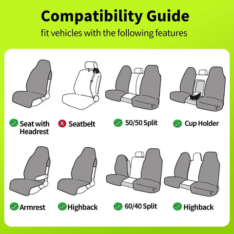 Compatibility guide for Black Waterproof Sweat Towel Seat Cover Universal Non Slip Protector For Car Truck SUV Seats