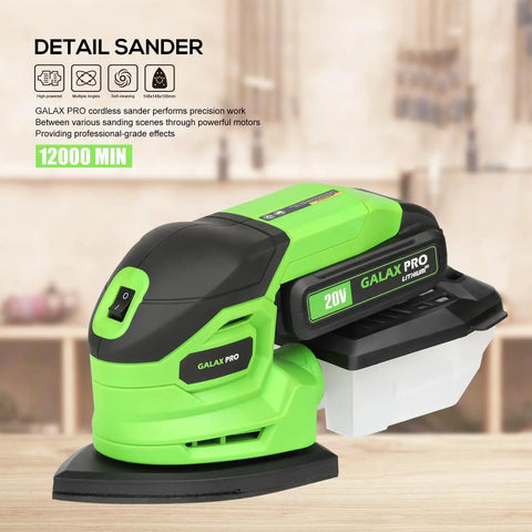 Garage Shop Ready Compact Detail Sander With 1.1A Motor Delivers 14,000 OPM For Smooth Woodworking, view with soft grip handle