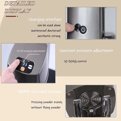 Automatic Espresso Tamper Electric Tamping Station 58mm Portafilter Compatible with pressure adjustment and charging interface