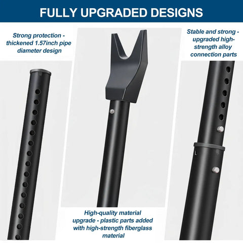 Heavy Duty 2 Pack Door Security Bar Adjustable Door Jammer Kickproof Steel Stopper with grippy pads and durable design features.