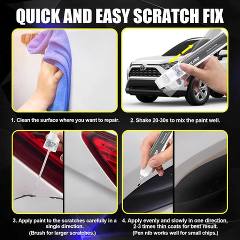 Steps for using Magnetic Gray Metallic Toyota Touch Up Paint Kit 1G3 Color Match For Quick Scratch Repair With 2 In 1 Pen Tip And Brush Car Paint Repair For Toyota Vehicles Easy Fix