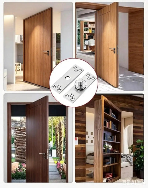 Concealed 360 Degree Pivot Door Hinge Set Built Tough In Stainless Steel, Heavy Duty Commercial Grade Door Hardware With Silent Rotation For Doors Up To 220 Lbs, Double Bearing System For Smooth Quiet Open And Close on wood pivot door