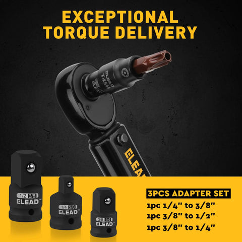 16 Piece Torx Bit Socket Set Pro Grade S2 Steel European Style T8 Through T60 with ratchet showing torque delivery