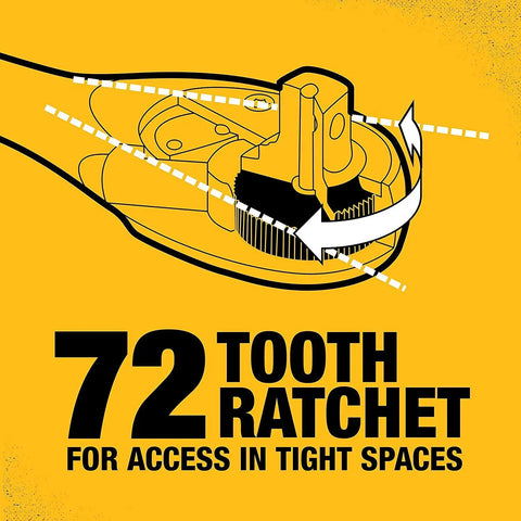 Illustration of 72-tooth ratchet mechanism from Three-Eighths Inch Drive Socket Set, 34-Piece, 6-Point SAE and Metric.