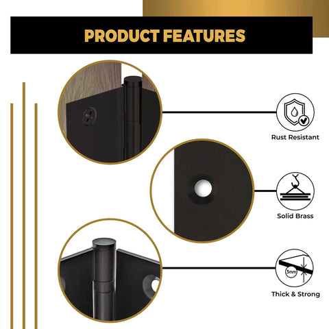Heavy Duty Ball Bearing Door Hinges 4x4 Inch Solid Brass In Oil Rubbed Bronze With Decorative Screw On Tips Included Set Of 6 features