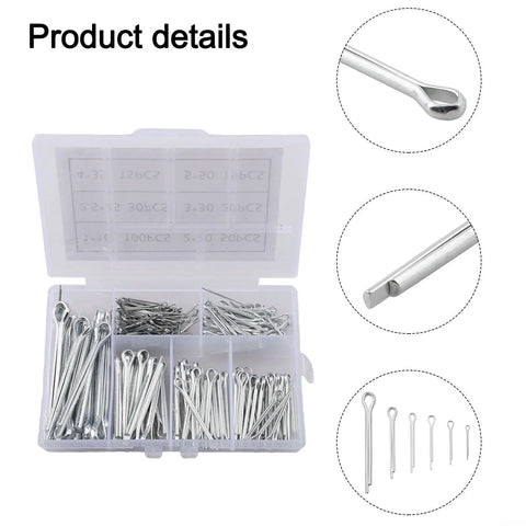 Six Size 304 Stainless Steel Cotter Pins Kit With Hairpin Spring Retaining Pins For Automotive And Machinery Repair in open case