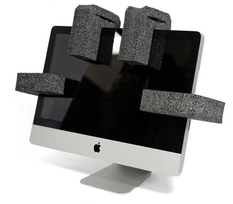 Heavy Duty Television Edge Protectors With Corrugated Slots Pack Of Forty Eight Eight By Seven Inch Tough As Nails Polyethylene Foam Padding Gear For Road Trip Shipping on an iMac.