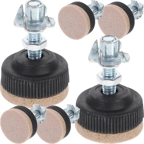 12 Piece Black Adjustable Furniture Levelers Set With Threaded Feet For Tables Chairs And Cabinets, Heavy Duty Galvanized Metal Frame