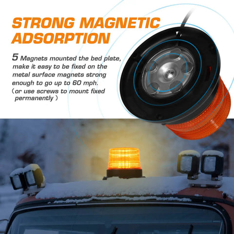 Top Tier Amber LED Strobe Light With Hella Bright Visibility And Rock Solid Magnetic Base for work truck installation.