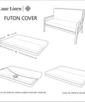 Full Size Cotton Futon Cover Rust Slipcover For Sofa Bed And Foldable Armless Couch With Zippered Mattress Protector diagram