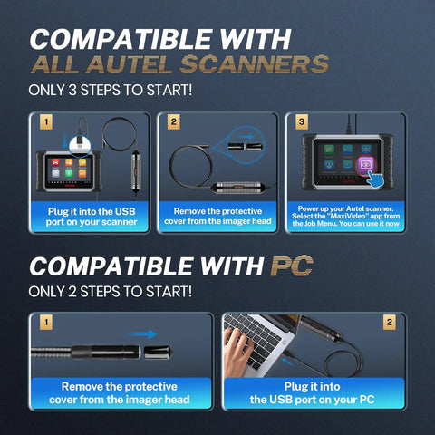 MV108S 1920P USB Endoscope Camera With 8.5mm Lens IP67 Waterproof Borescope 39.5 Inch Flexible Snake Cable for Autel scanner and PC
