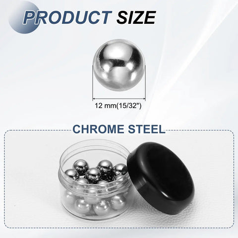 Tough As Nails 20 Piece Full Box Set 12 Mm 15 32 Inches Chrome Steel Ball Bearings G50 precision balls in jar.