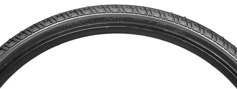 Replacement 700c x 38 Hybrid Bike Tire with puncture guard and all weather tread, close-up of the sidewall and tread pattern
