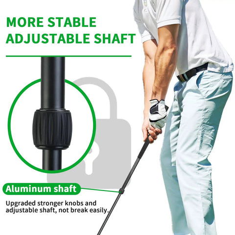 Golfer holding Two Pack Adjustable Golf Club Set 23 To 39.5 Inch Length For Backyard Golf Fun with aluminum shaft
