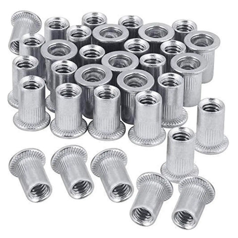 Top Quality 15 Piece Flat Head Threaded Insert Nuts Aluminum Pack for Solid Metal Wood And Plastic Repairs assortment of nuts
