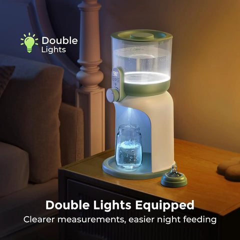 Portable Instant Water Warmer For Baby Formula With Adjustable Temperature Settings And Quick Heating Technology That Is A Legit Game Changer For On The Go Parents Who Want Seamless Bottle Prep Daily with double lights for easy night feeding.