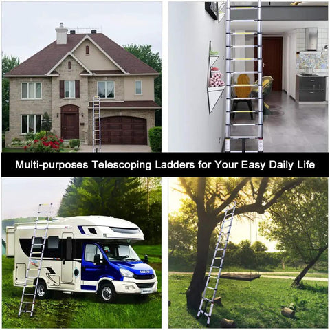 6.6Ft Telescoping Aluminum Ladder, Collapsible And Lightweight, Grab And Go Portable For RV And Home Use, 330Lb Capacity, Easy To Extend