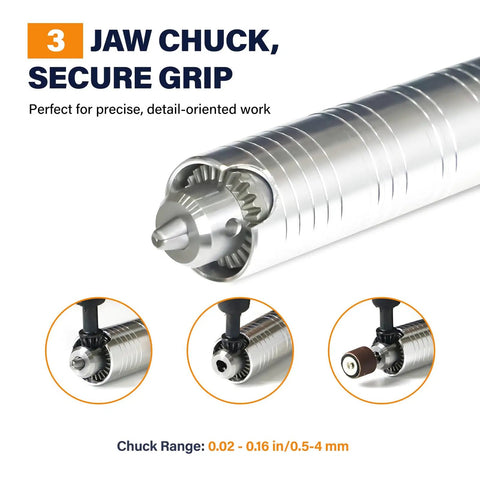 Close-up of Flex Shaft Grinder With 380W Copper Motor, 23,000 RPM Do It All Multifunctional Rotary Tool chuck detail