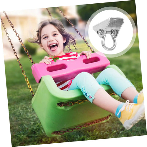 Child laughing on a colorful swing with Heavy Duty Swivel Ceiling Hook For Hanging Chairs And Hammocks With Tough Steel Swing Mount.
