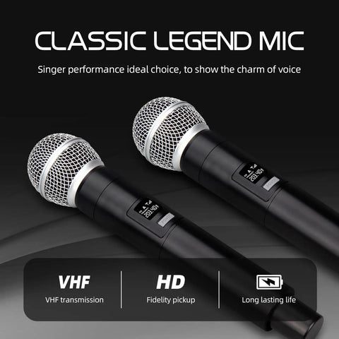 VM304 VHF Wireless Microphone System With Four Handheld Mics And XLR Outputs For Home Karaoke Weddings Or Conferences, Anti Jam Chip