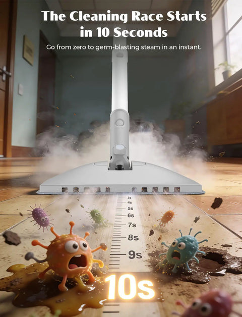 Level Up Your Routine With This Kickin 10 In 1 Steam Mop And Detachable Handheld Cleaner, germs retreating from steam.