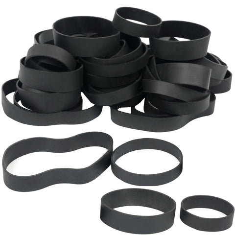 Assorted Elastic Rubber Band Bulk Pack In Multiple Sizes 82 84 94 105, 50 Pieces, Black, Ranging From 2.5 To 5.12 Inches, High Stretch