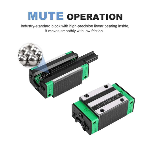 Get High Precision Linear Guide Rail Kit With 2pcs HGR20 Rails And 4pcs HGH20CA Bearing Blocks For Smooth 3D Printer Or CNC Machining Action And Zero Stick Slip, HGR20 block close-up