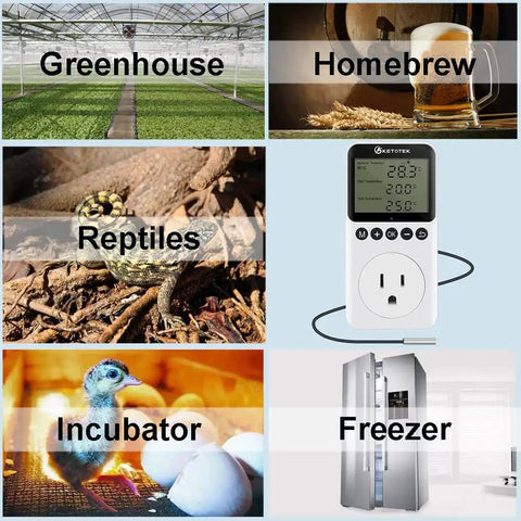 Digital Day And Night Temperature Controller With Timer For Reptile Terrarium And Greenhouse 120V Thermostat Outlet