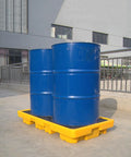 Spill Containment Pallet For Oil Drums Nestable Leak Proof Tray Yellow Heavy Duty Garage Storage Solution For Safe Drainage