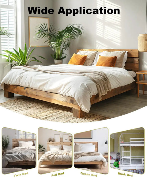 8 Sets Heavy Duty Bed Rail Brackets Non Mortise Galvanized Steel Mounting Kit With Screws For Solid Wood Headboards Quick Setup Tough As Nails Stability applied on various bed types in a bright room.