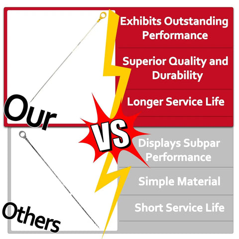 Comparison of oil dipsticks highlighting Oil Dipstick Replacement For Chrysler Town And Country 2006 2010 and competitors.