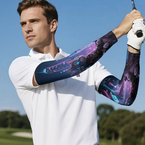 Keep You Crisp And Cool With These Breathable Ice Silk Arm Sleeves for outdoor sports, featuring cat design for UV protection.