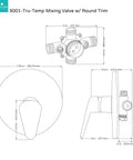 Technical drawing of TruTemp Pressure Balance Valve With Brushed Gold Trim Kit including dimensions and side view.