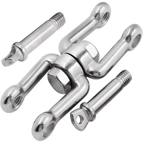 Double Shackle Swivel For Boat Set In Four Sizes Marine Grade 316 Stainless Steel Jaw To Jaw Anchor Chain Connector 2 Pack