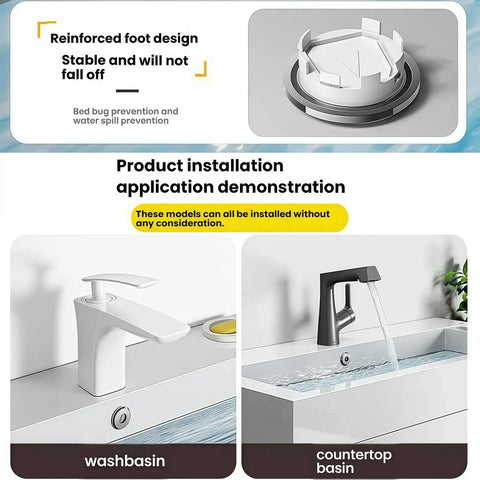Top Shelf Stainless Steel Bathroom Sink Overflow Cover installation demonstration on washbasin and countertop basin.