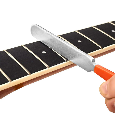Guitar Fingerboard Luthier Tools Set With 8-Inch Fret Leveling Beam Crowning File used on guitar neck.