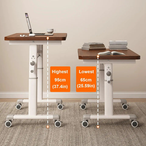 Adjustable Standing Desk With Legit Height Adjustment For Home Office And Gaming Setup showing highest and lowest height settings.
