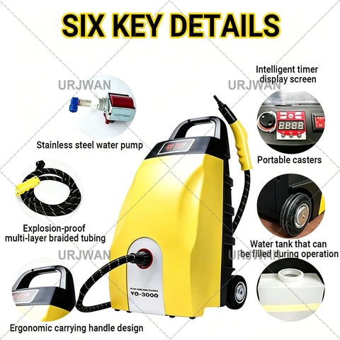 Heavy Duty High Temp Steam Cleaner For Home And Cars with stainless steel water pump and intelligent timer display.