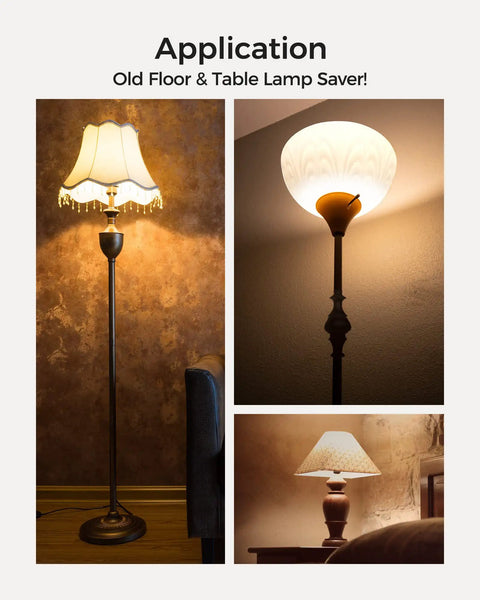 Restored lamps using UL Listed Ceramic Mogul To Medium Base Socket Adapter For Antique Floor Lamps Not For Three Way Bulbs